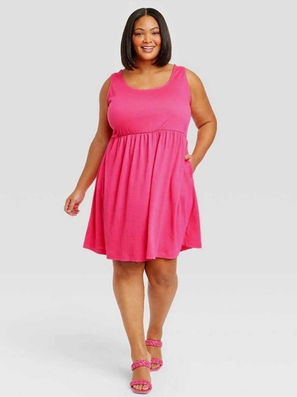 Ava & Viv Hot Pink Textured Mini Dress 1X